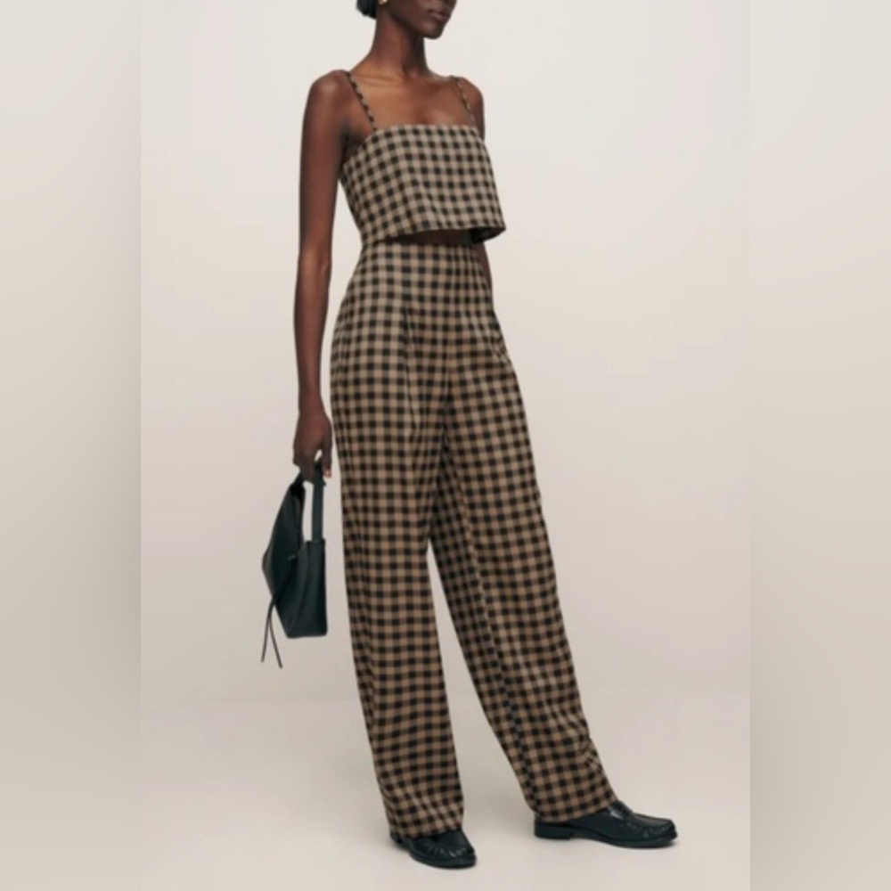 Reformation Brown and Black Checkered Top & Bottom